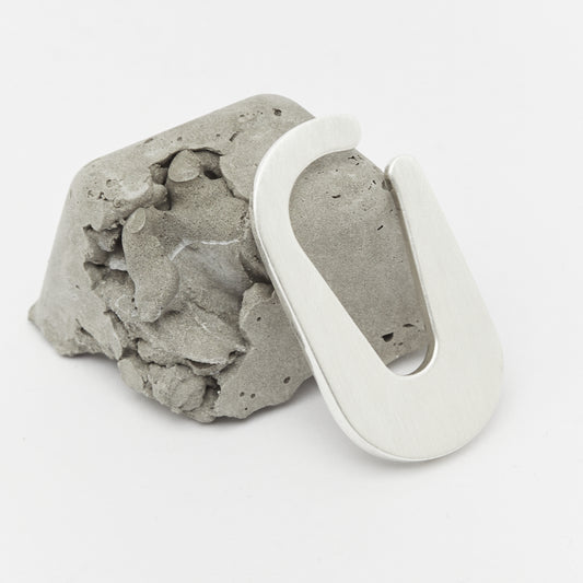 Minimalist sculptural earcuff quiet design silver rock jewelry - Unique handcrafted silver ear cuff – statement jewellery by AROE.