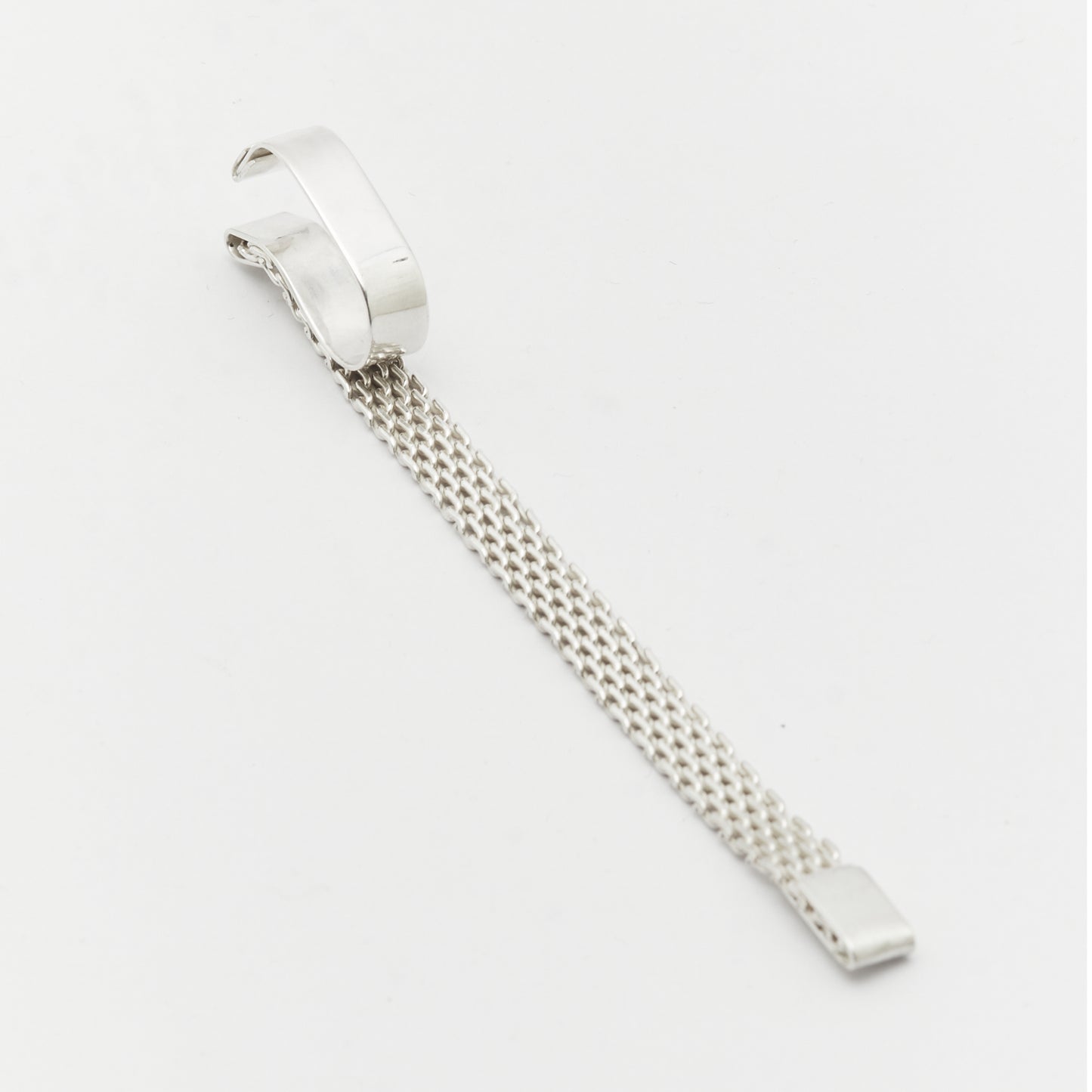 Woven and polished sterling silver ear cuff – No Justification statement jewellery by AROE