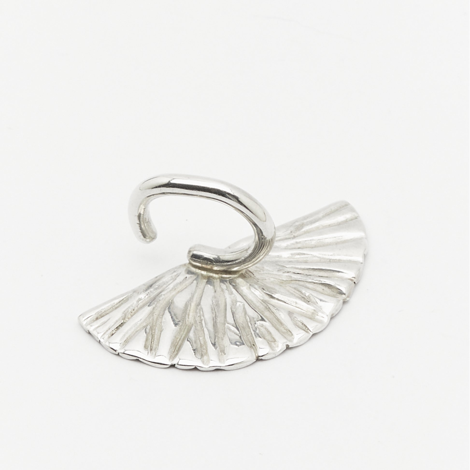 Minimalist silver ear cuff swinging design poetic jewelry AROE - Unique handcrafted silver ear cuff – statement jewellery by AROE.